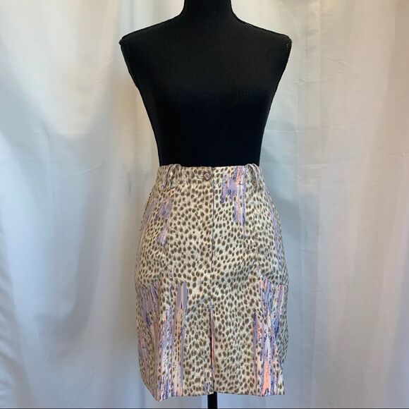 DKNY Golf Leopard cheetah animal print tan brown lilac peach skirt Sz 10 NWOT - Picture 3 of 13